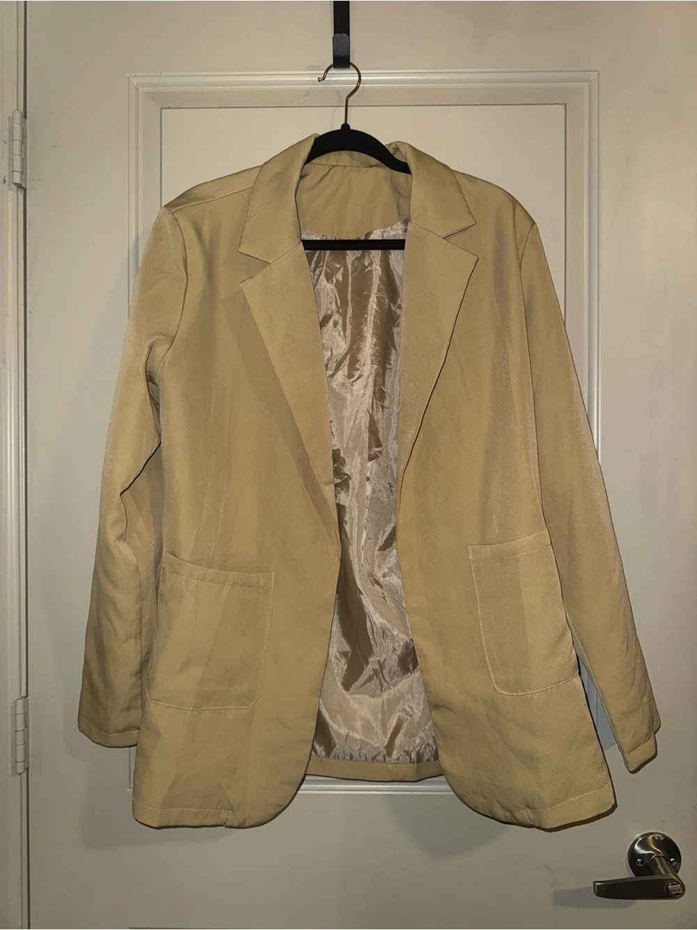 Beige Women's Blazer Jacket - Classic Open Front